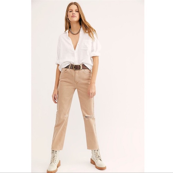 Free People Dakota Straight Leg Jeans Khaki Size 24 NWOT - Picture 11 of 12